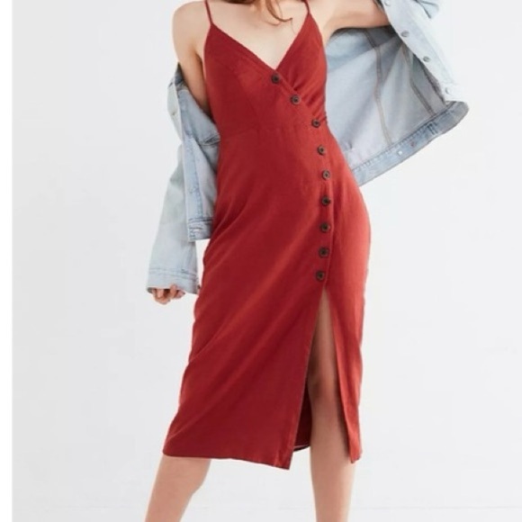 Urban Outfitters UO Amber Button-Down Linen Midi Dress Small - Picture 8 of 11